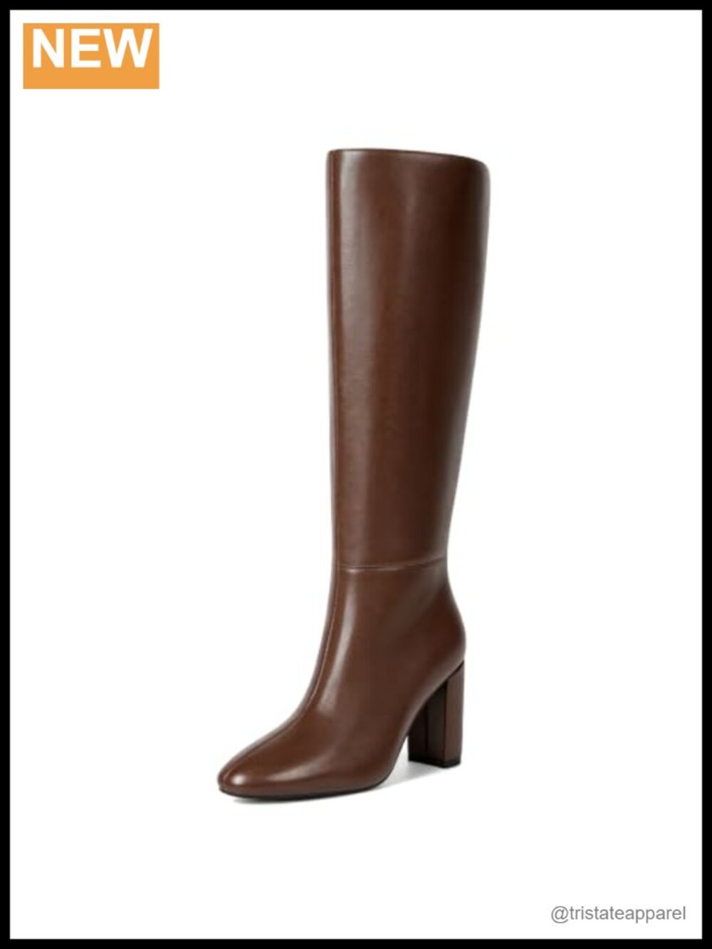 Women's Chunky Heel Knee High Boots Faux Leather Rounded Toe Tall Boots